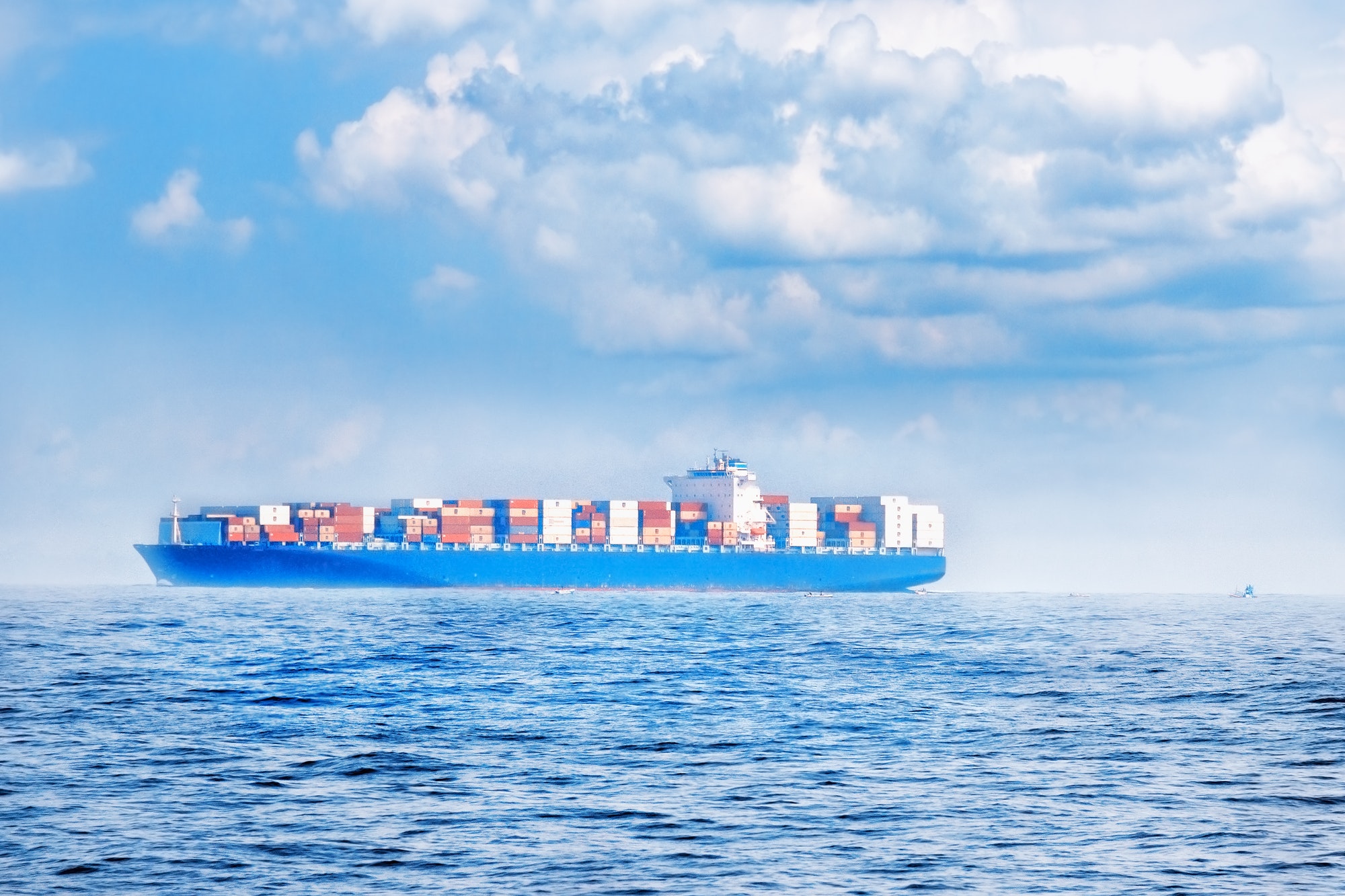 Large container cargo ship in the ocean